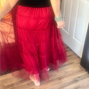 Elegant Red Tulle Skirt